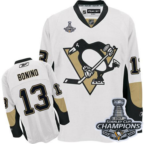 Penguins #13 Nick Bonino White Stanley Cup Finals Champions Stitched NHL Jersey - Click Image to Close